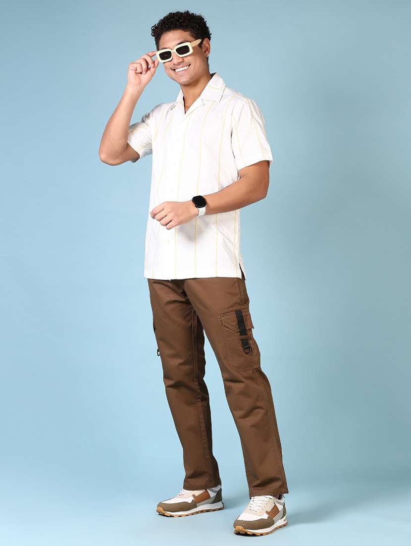 men short sleeves self design casual shirt - 21703823 -  Standard Image - 4