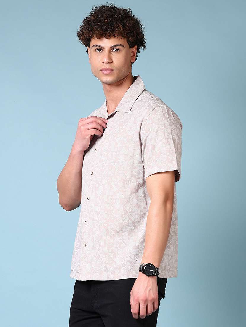 men short sleeves printed casual shirt - 21703827 - Standard Image - 1
