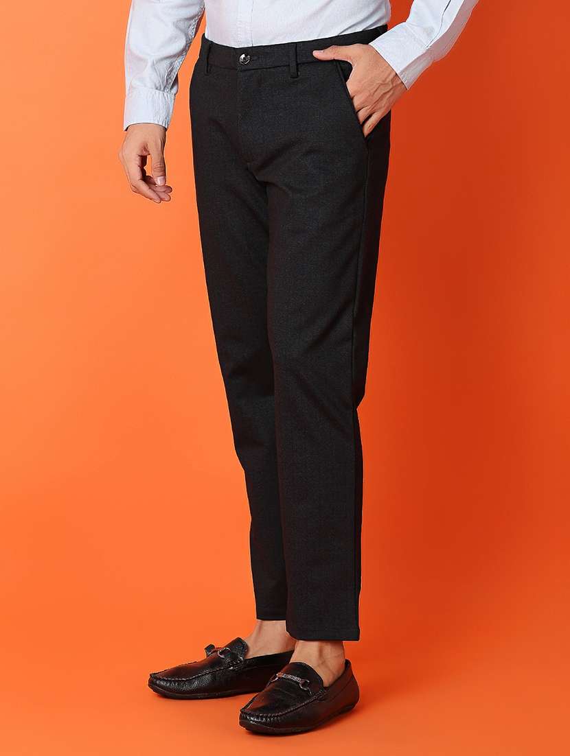 men mid rise solid flat front casual trouser - 21703832 -  Standard Image - 1