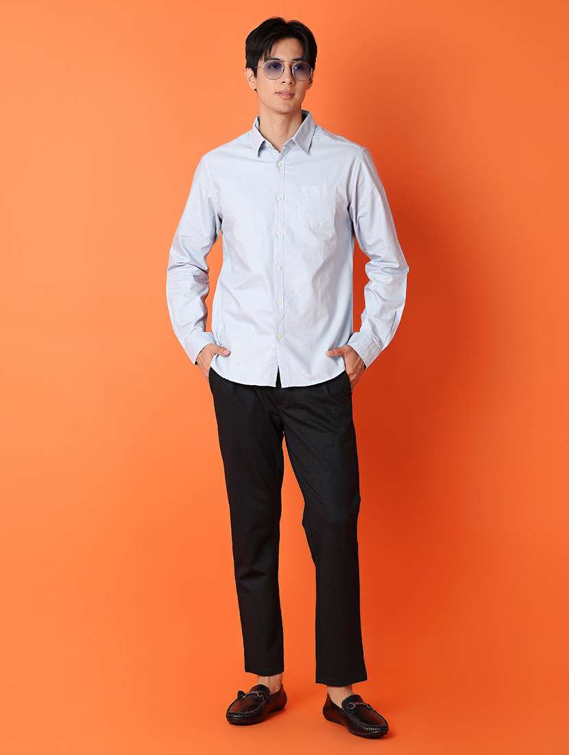 men mid rise solid flat front casual trouser - 21703832 -  Standard Image - 4