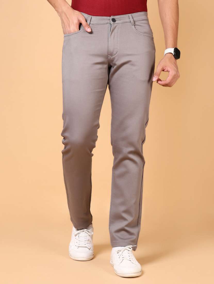 men mid rise solid chinos - 21703837 - Zoom Image - 0