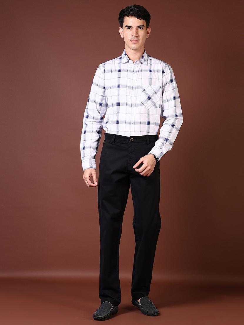 men mid rise solid flat front casual trouser - 21703842 - Standard Image - 4