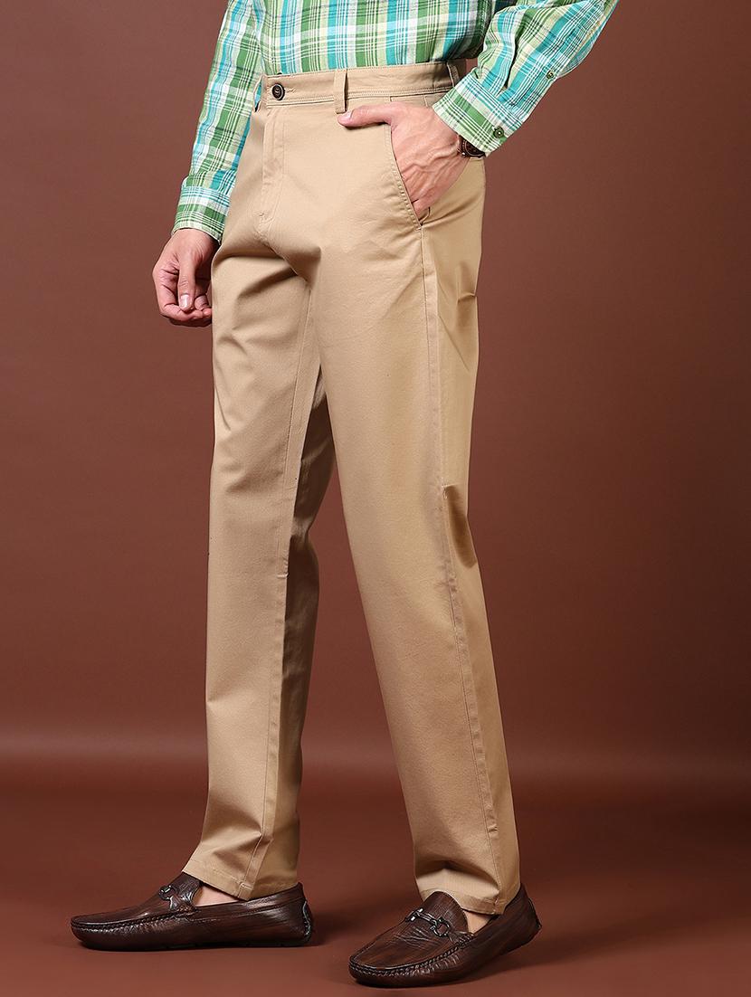 men mid rise solid flat front casual trouser - 21703843 -  Standard Image - 1