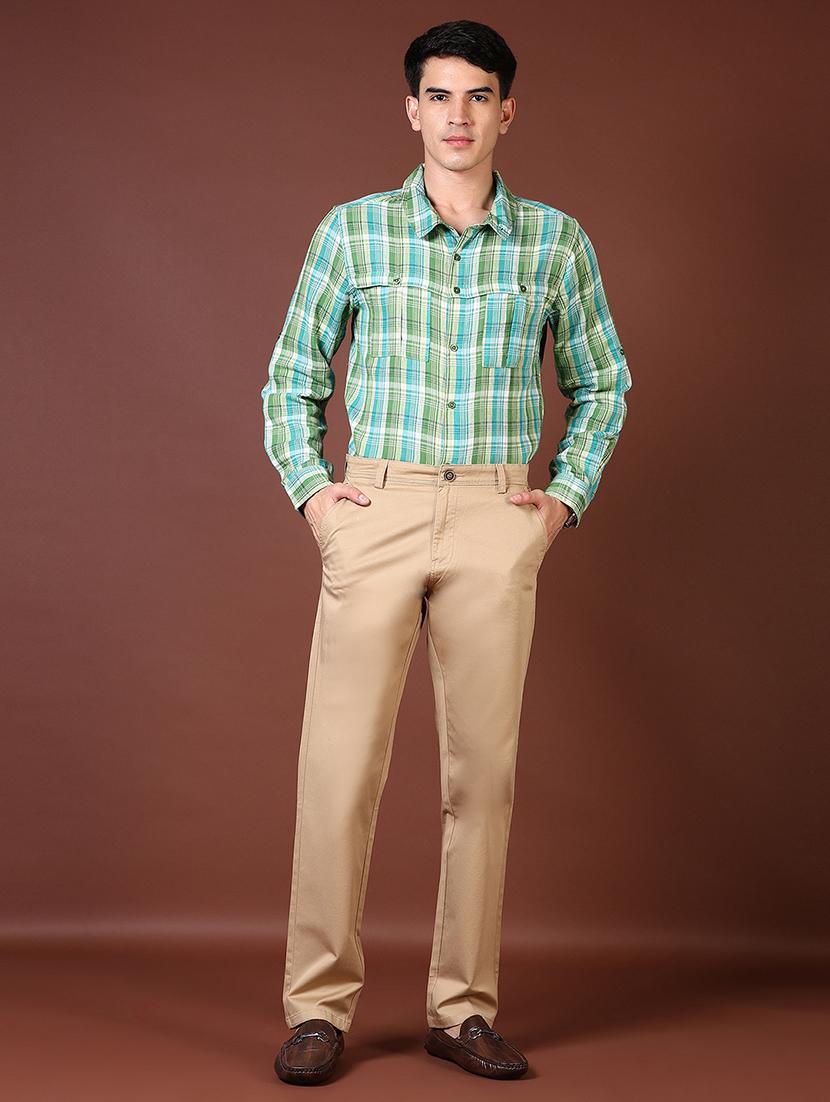 men mid rise solid flat front casual trouser - 21703843 - Standard Image - 4