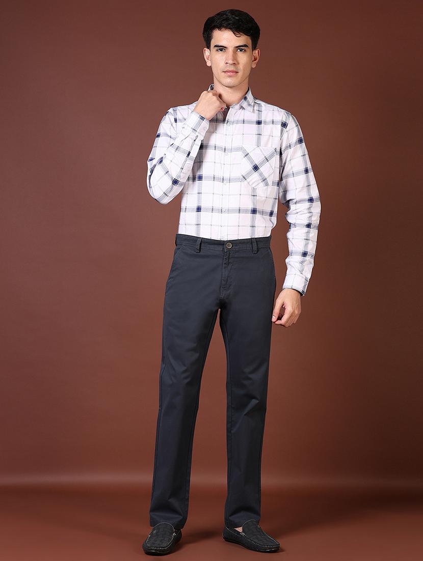 men mid rise solid flat front casual trouser - 21703846 - Standard Image - 4