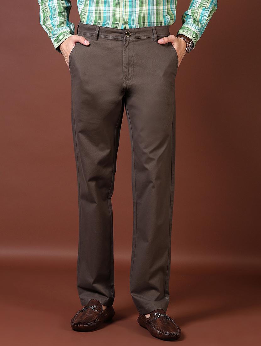 men mid rise solid chinos