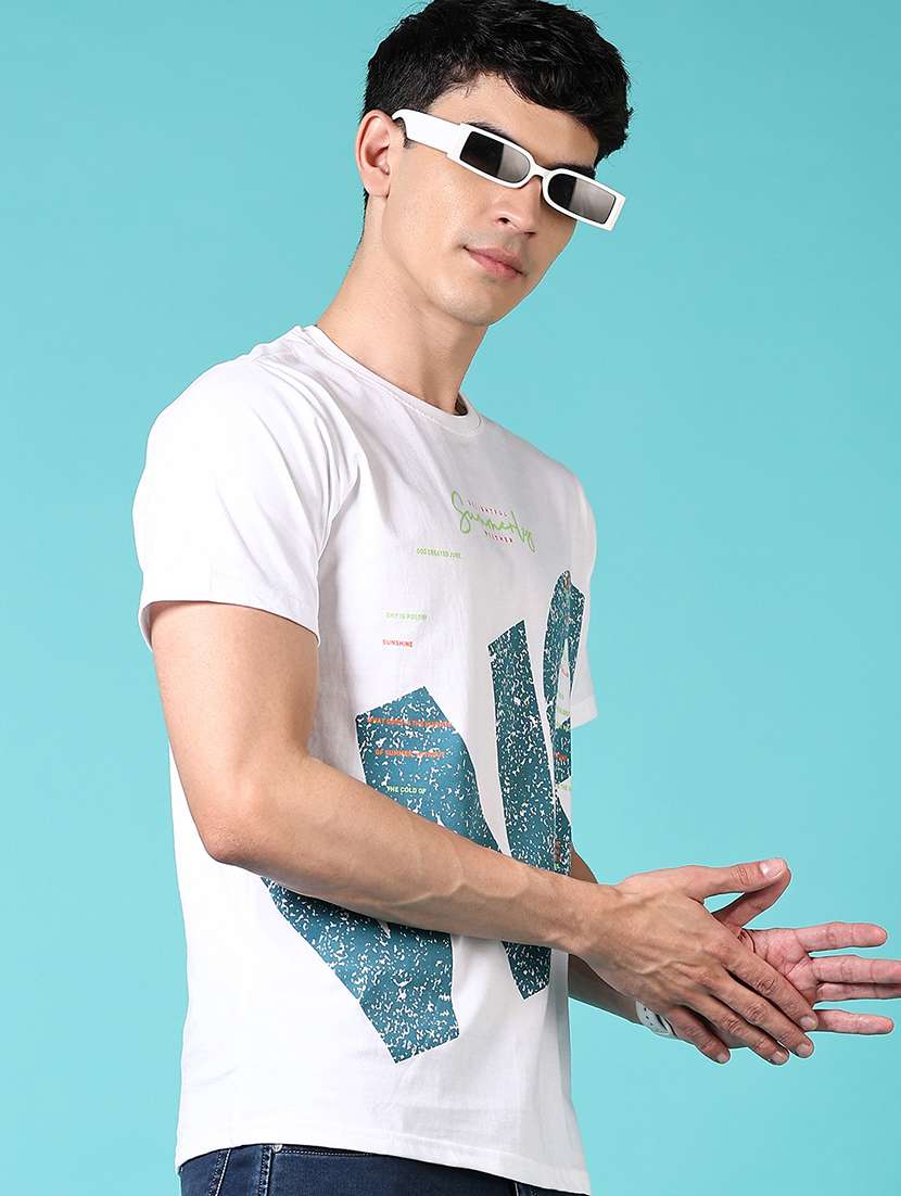 men round neck front print t-shirt - 21703873 -  Standard Image - 1