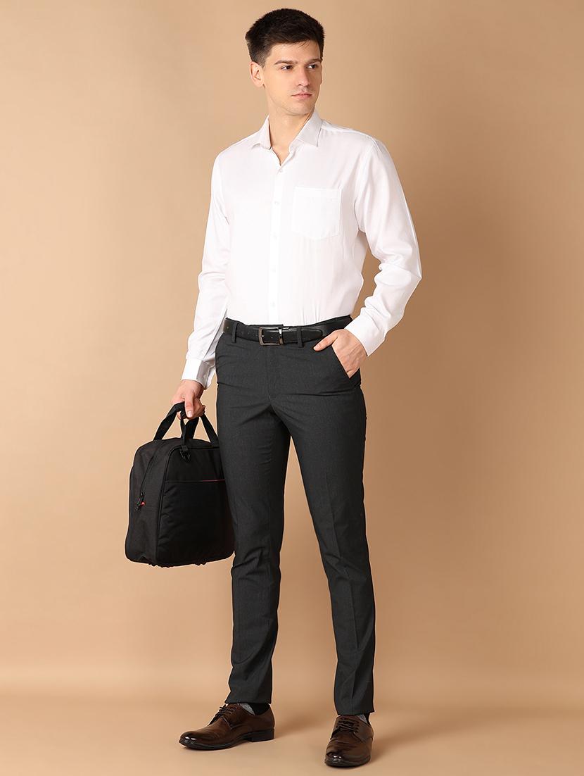 men mid rise solid flat front formal trouser - 21703875 - Standard Image - 4