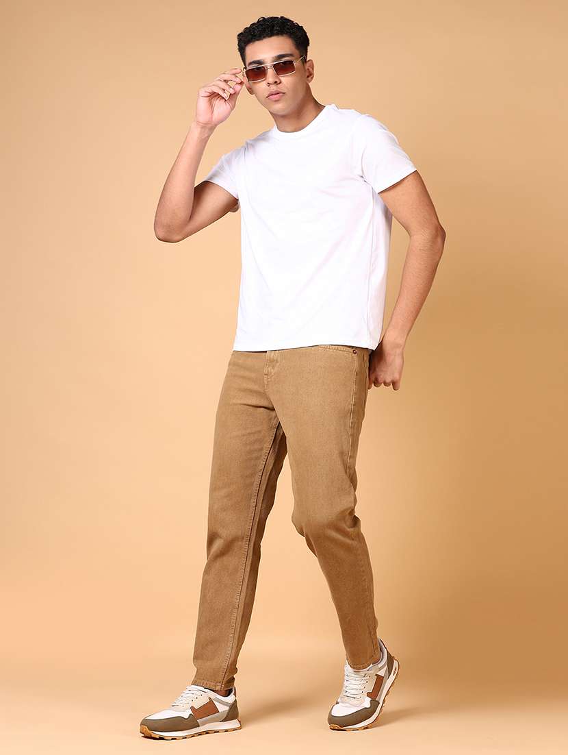 men mid rise straight fit plain denim jeans - 21703878 -  Standard Image - 4