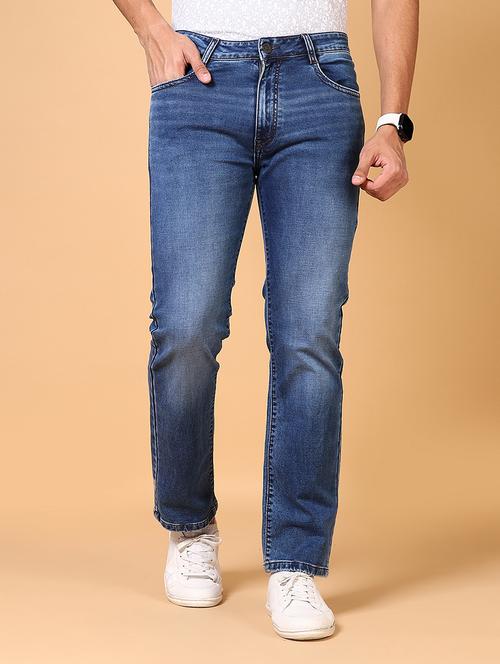 men mid rise plain straight fit jeans - 21703880 - Standard Image - 0
