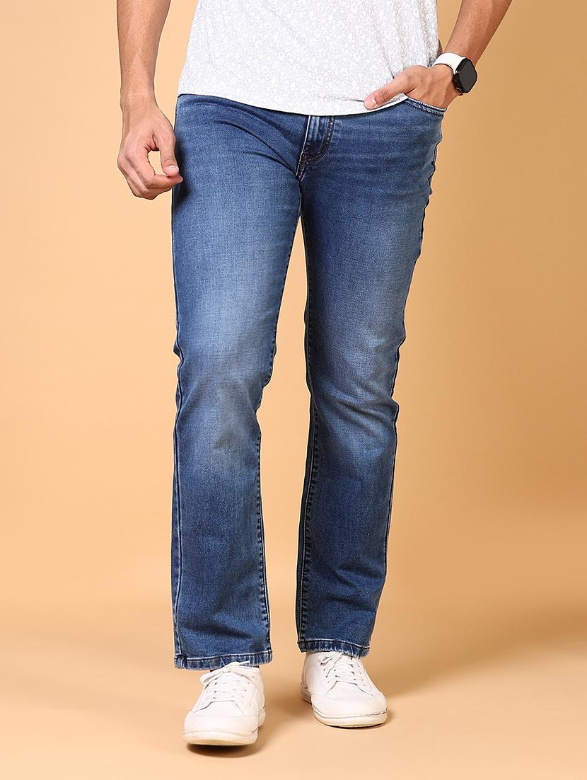 men mid rise plain straight fit jeans - 21703880 - Standard Image - 1