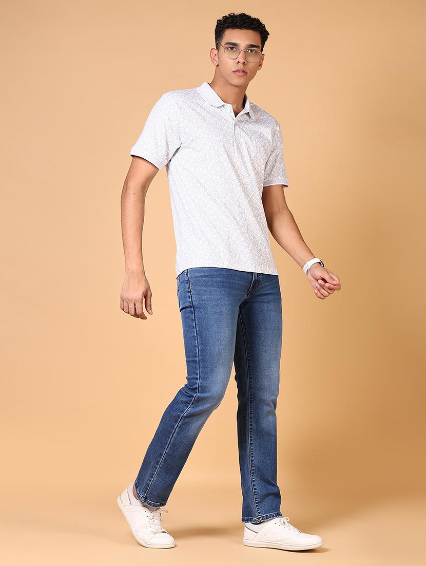 men mid rise plain straight fit jeans - 21703880 - Standard Image - 4