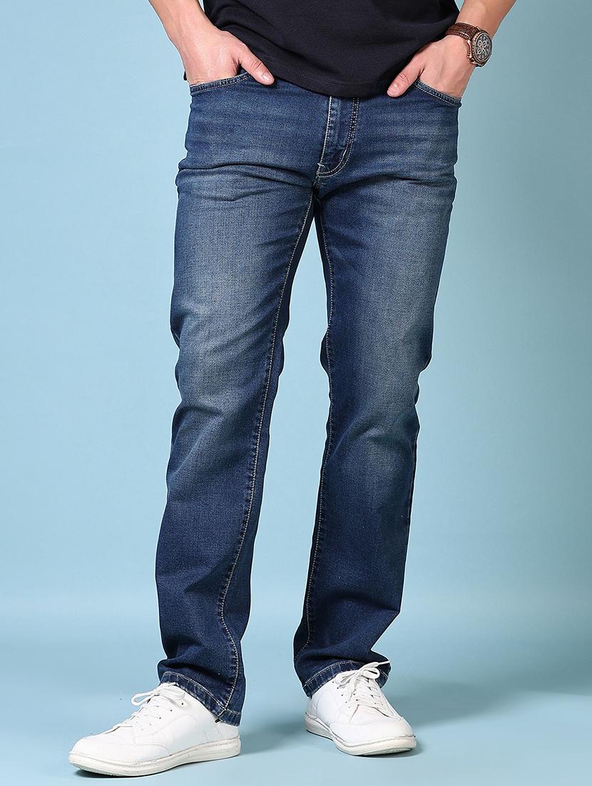 men mid rise plain straight fit jeans - 21703884 - Standard Image - 1
