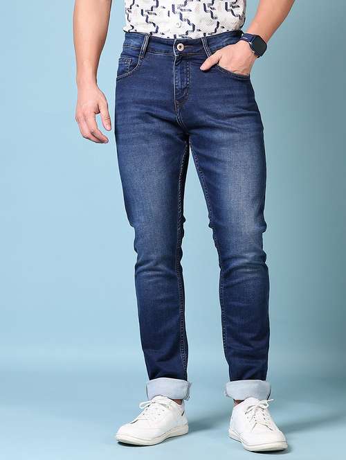 men mid rise plain slim fit jeans - 21703888 -  Standard Image - 0