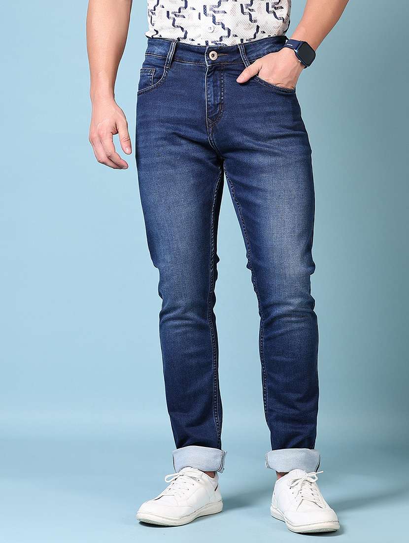 men mid rise plain slim fit jeans