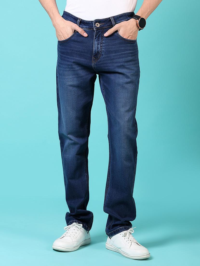 men mid rise plain jeans