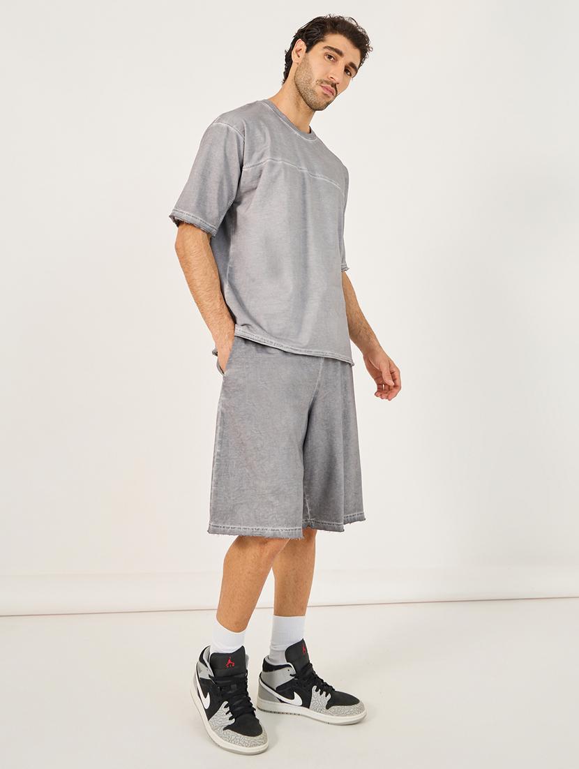 men solid t-shirt & shorts co-ord set - 21703936 - Standard Image - 1
