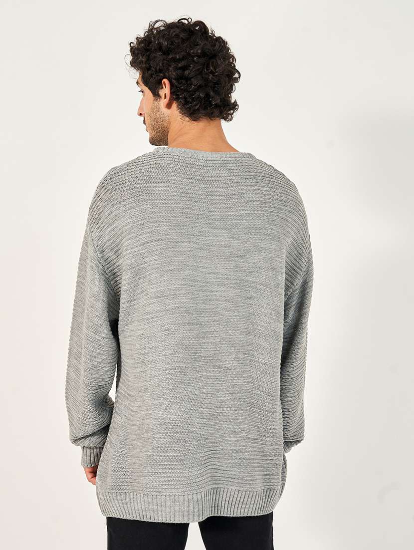 men long sleeves self design pullover - 21703951 -  Standard Image - 1