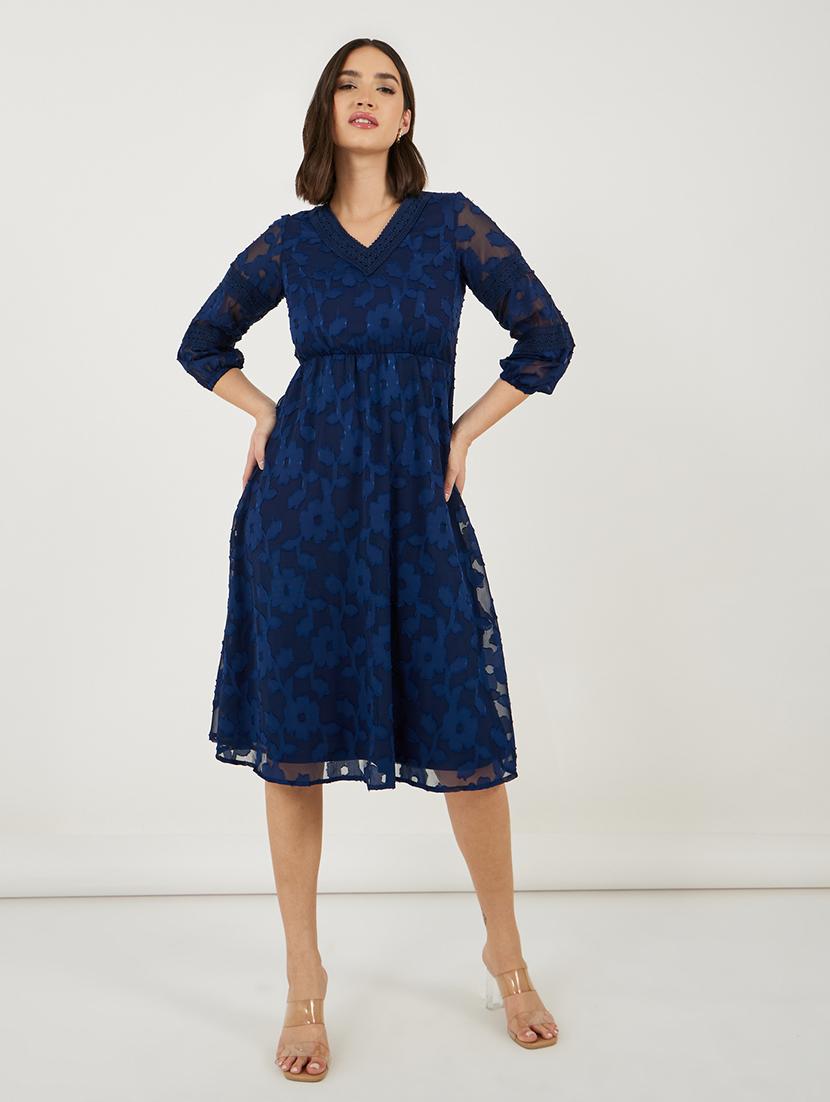 women lace detailed v neck a-line dress - 21703992 - Zoom Image - 0