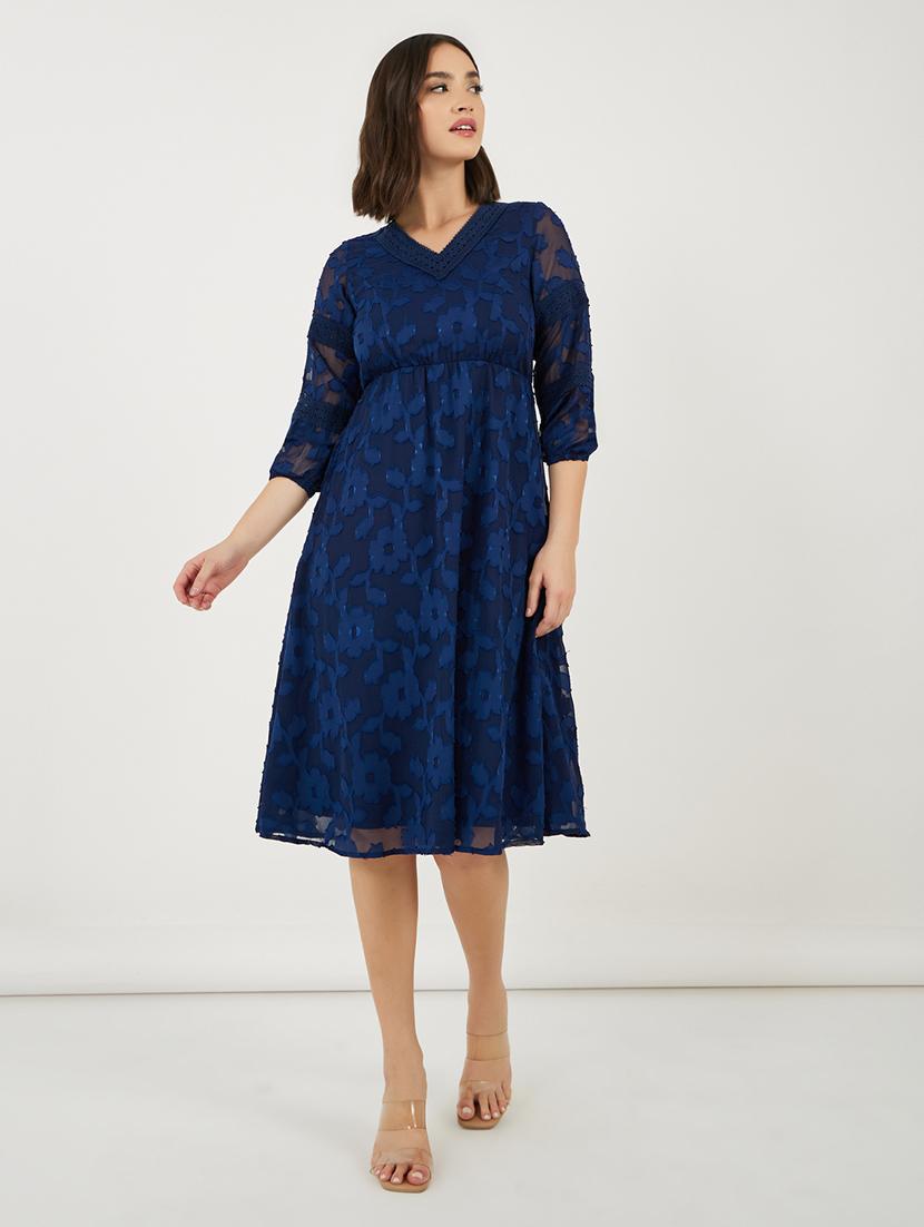 women lace detailed v neck a-line dress - 21703992 -  Standard Image - 1