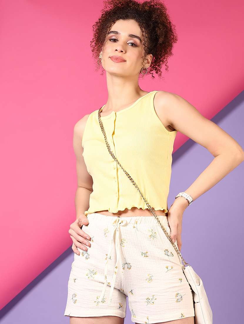 women solid sleeveless crop top - 21704098 -  Standard Image - 1