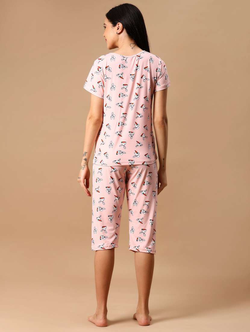 women printed nightwear capri set - 21704146 -  Standard Image - 4