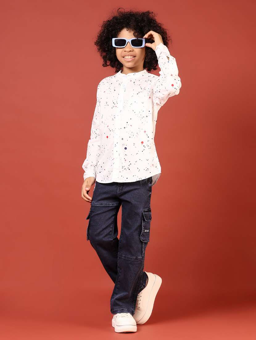 boys printed mandarin neck long sleeves  shirt - 21704387 -  Standard Image - 4
