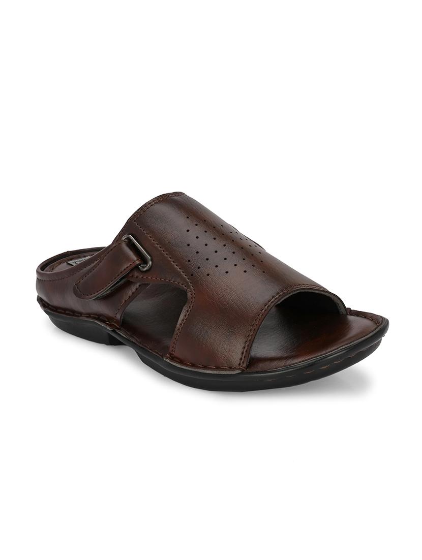 men brown slip on sandal - 21704393 -  Standard Image - 1
