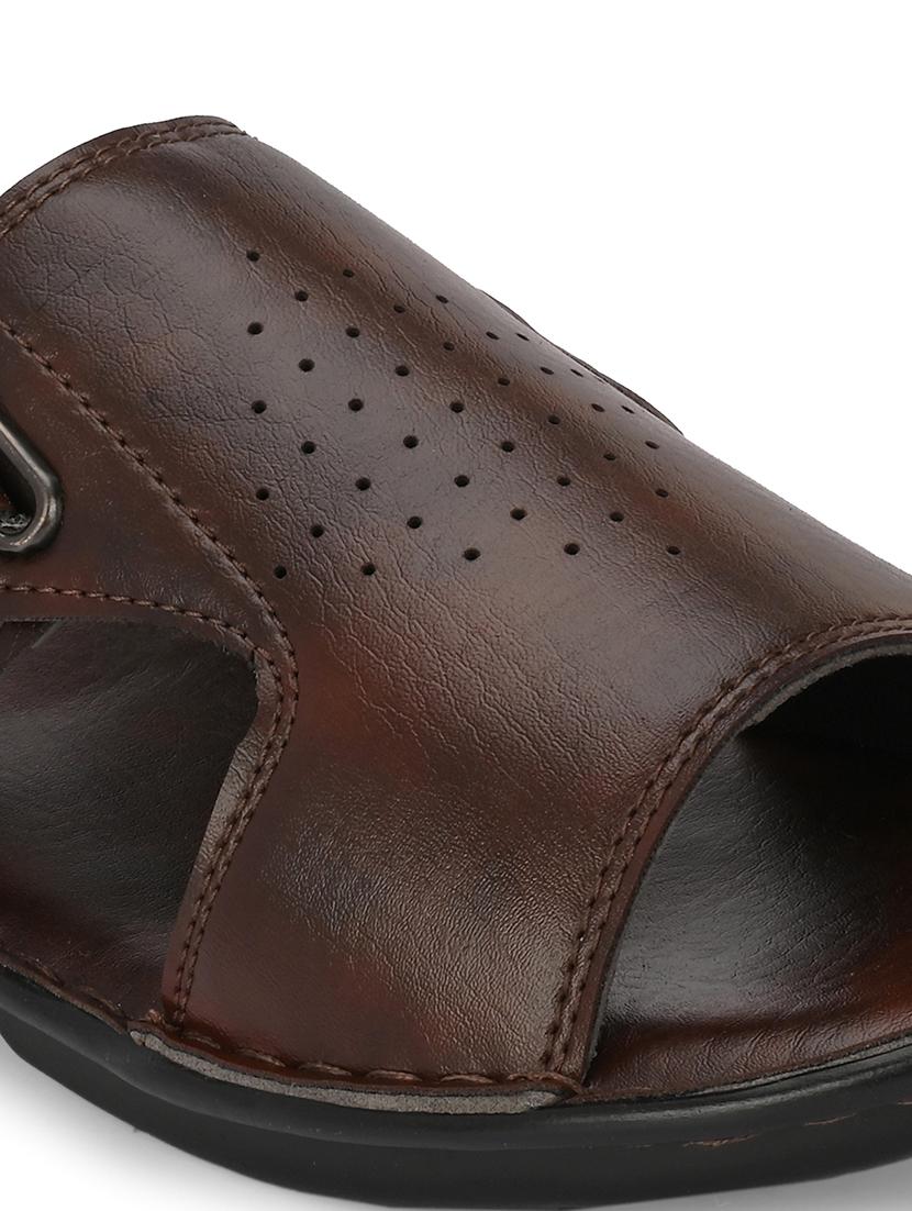 men brown slip on sandal - 21704393 - Standard Image - 4