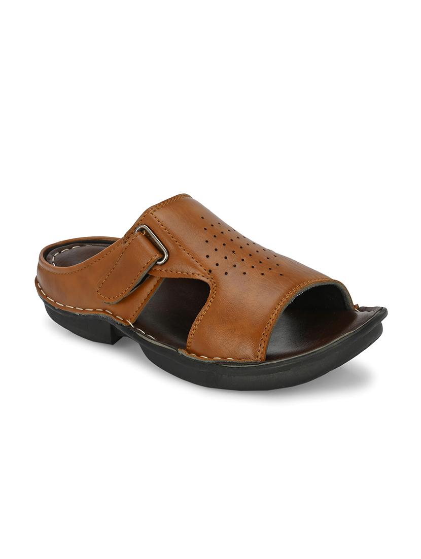 men tan slip on sandal - 21704394 - Standard Image - 1