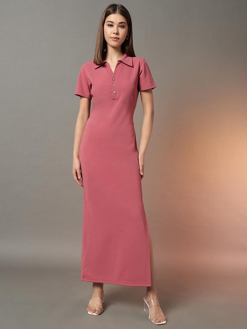 women solid collared t-shirt dress - 21704412 - Zoom Image - 0