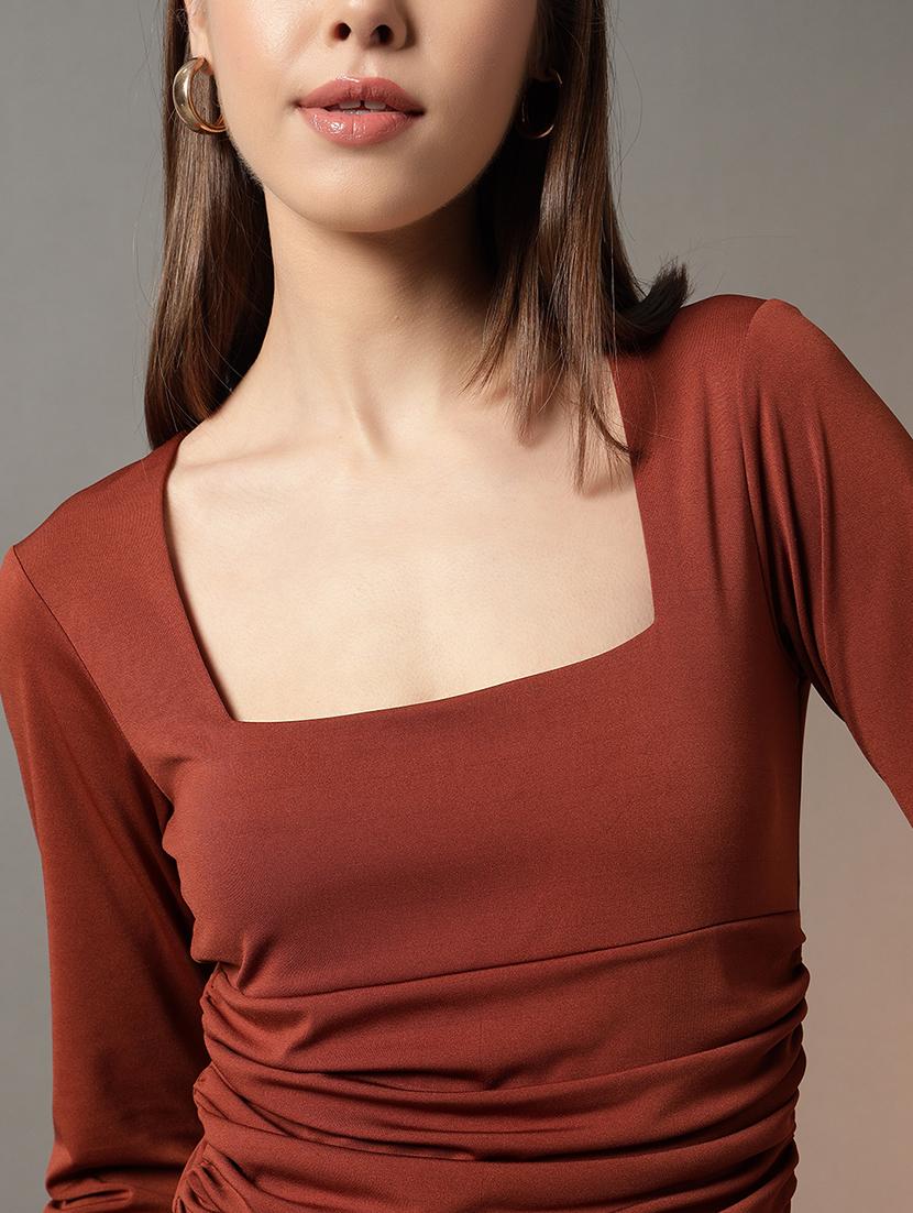 women solid long sleeves sheath dress - 21704415 - Standard Image - 4