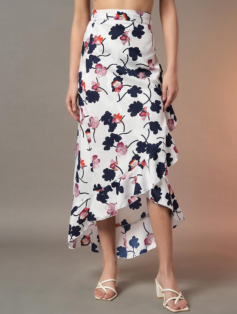 women printed ruffled detailed wrap skirt - 21704424 - Zoom Image - 0