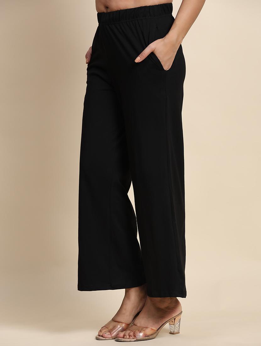 women mid rise solid straight palazzo - 21704652 -  Standard Image - 1