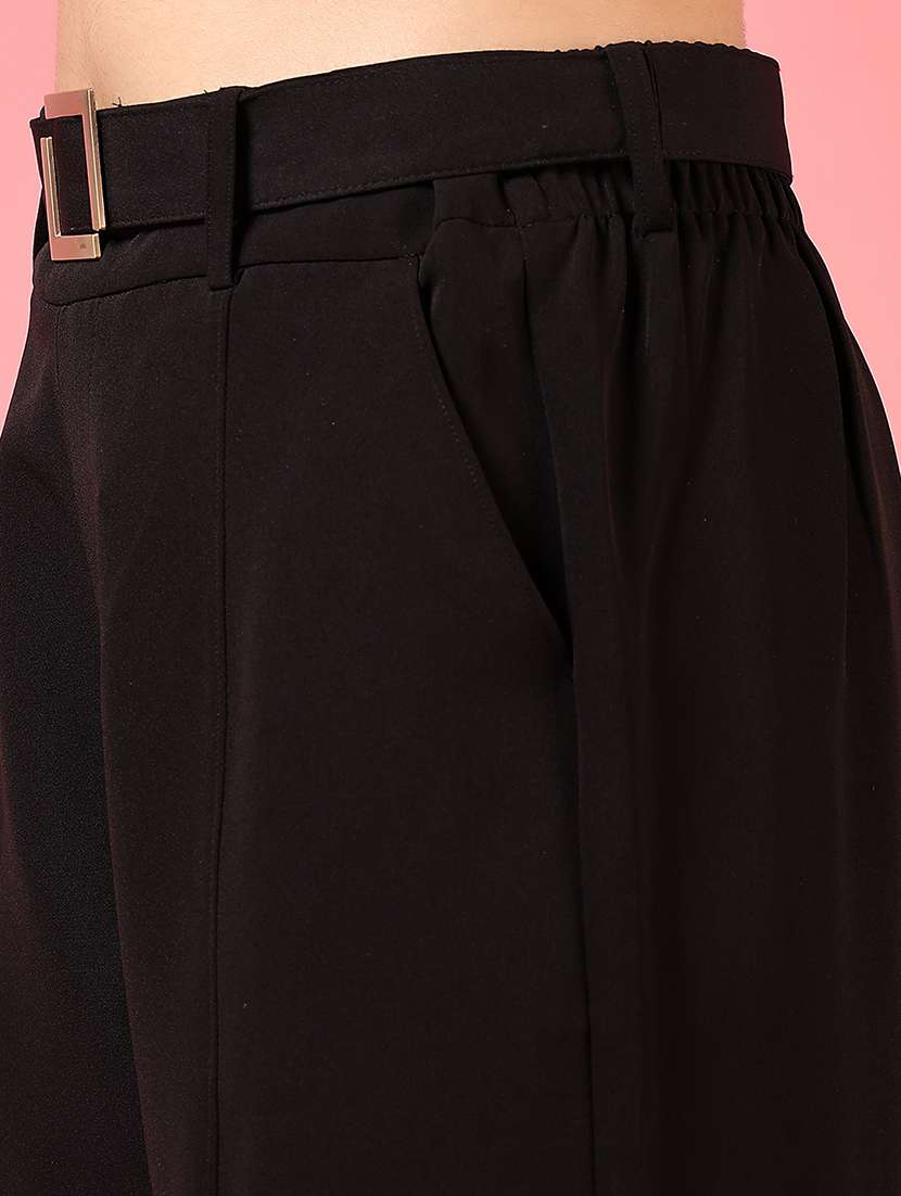 women solid high rise straight trouser - 21704977 -  Standard Image - 4