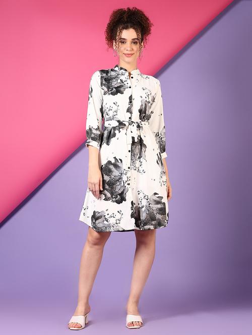 women printed puff sleeves shirt dress - 21704988 -  Standard Image - 0