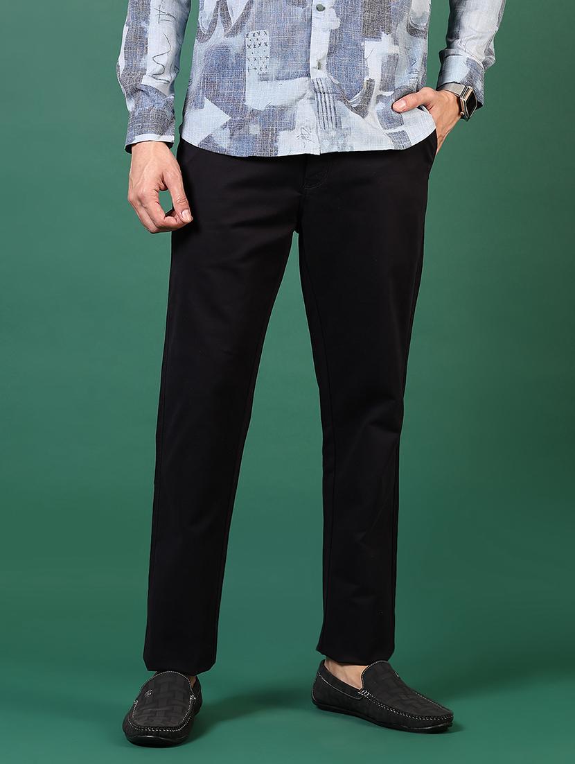men solid mid rise casual chino