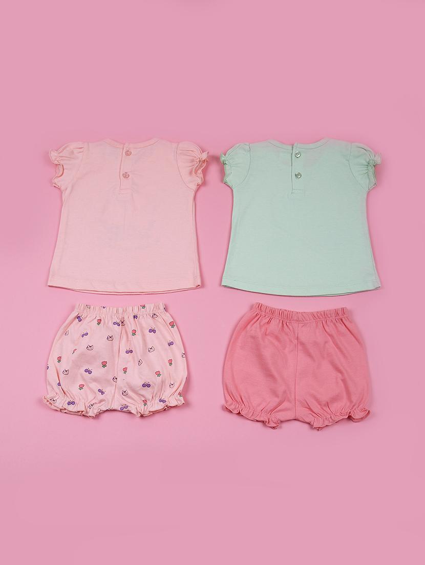 kids pack of 2 printed t-shirt with bloomers - 21705014 -  Standard Image - 1