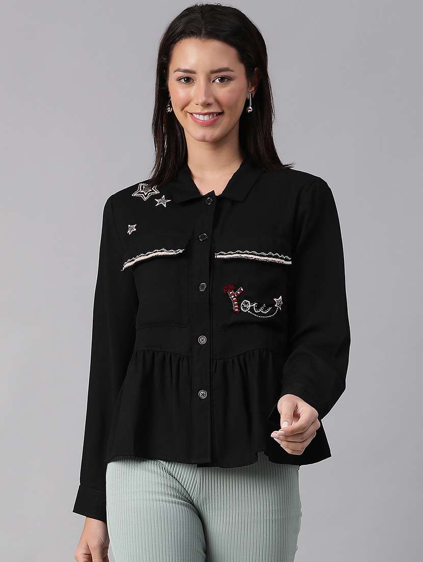 women black long sleeve regular jacket - 21705366 - Zoom Image - 0