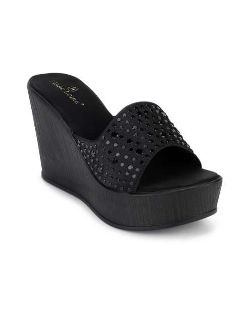 black black slip on wedge - 21705373 -  Standard Image - 0