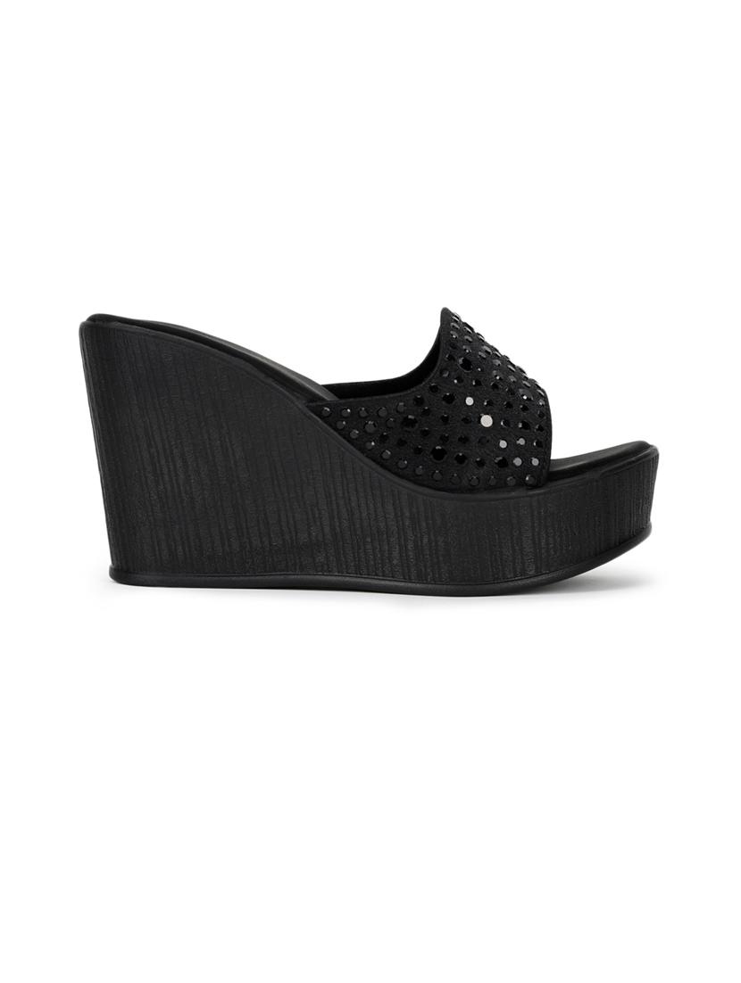 black black slip on wedge - 21705373 - Standard Image - 1