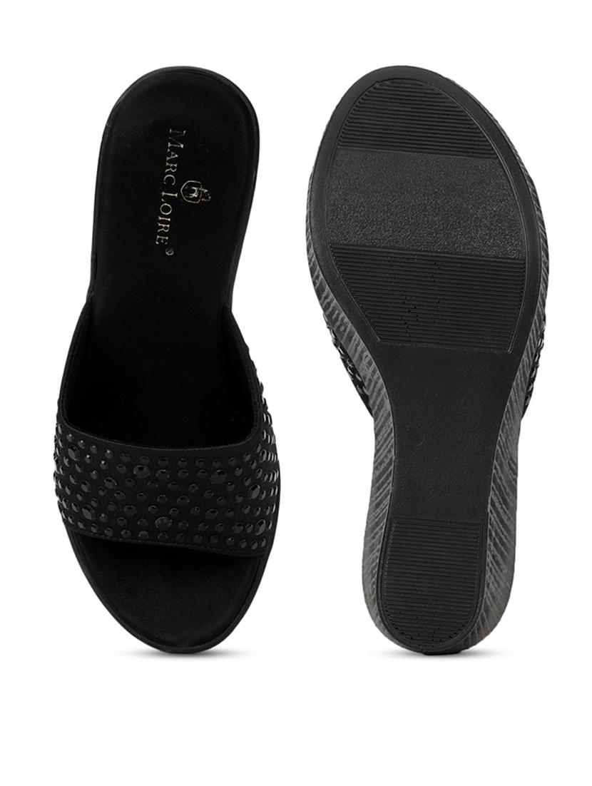 black black slip on wedge - 21705373 - Standard Image - 4