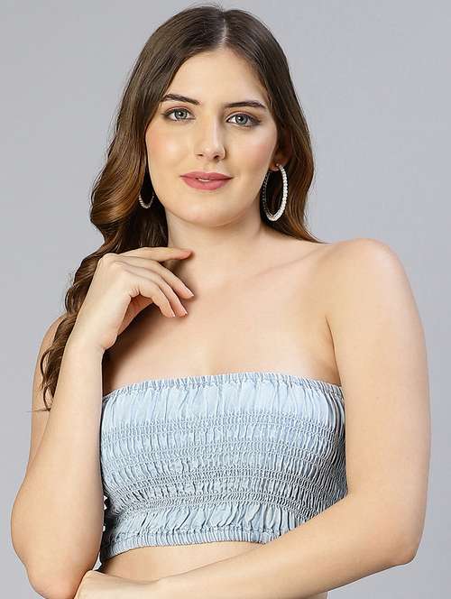 women smocked  sleeveless tube top - 21705422 -  Standard Image - 0