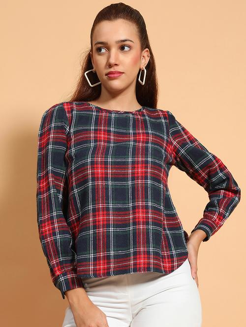 women checks long sleeve regular top - 21705447 -  Standard Image - 0