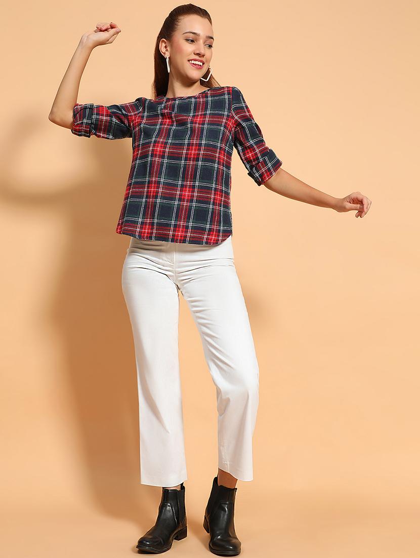 women checks long sleeve regular top - 21705447 - Standard Image - 4
