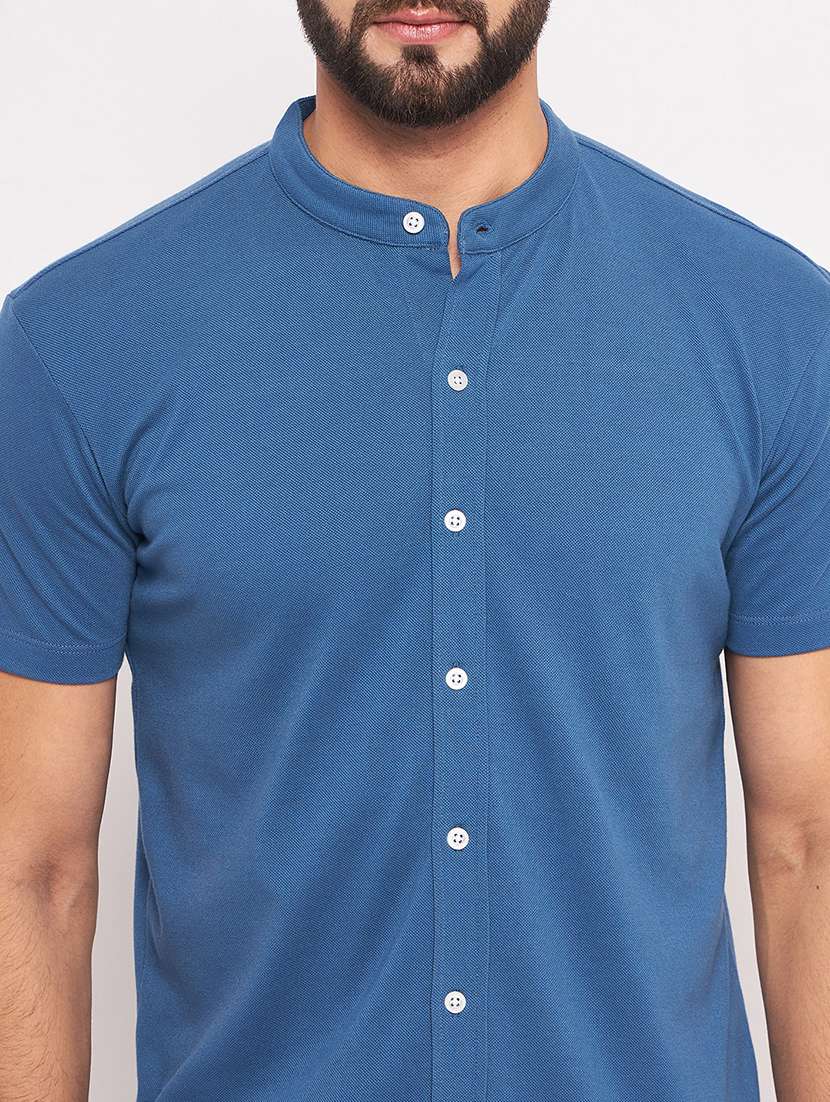 men solid short sleeves casual shirt - 21705466 -  Standard Image - 4