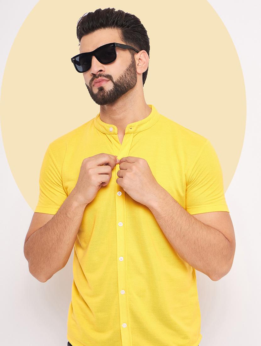 men solid short sleeves casual shirt - 21705469 -  Standard Image - 1