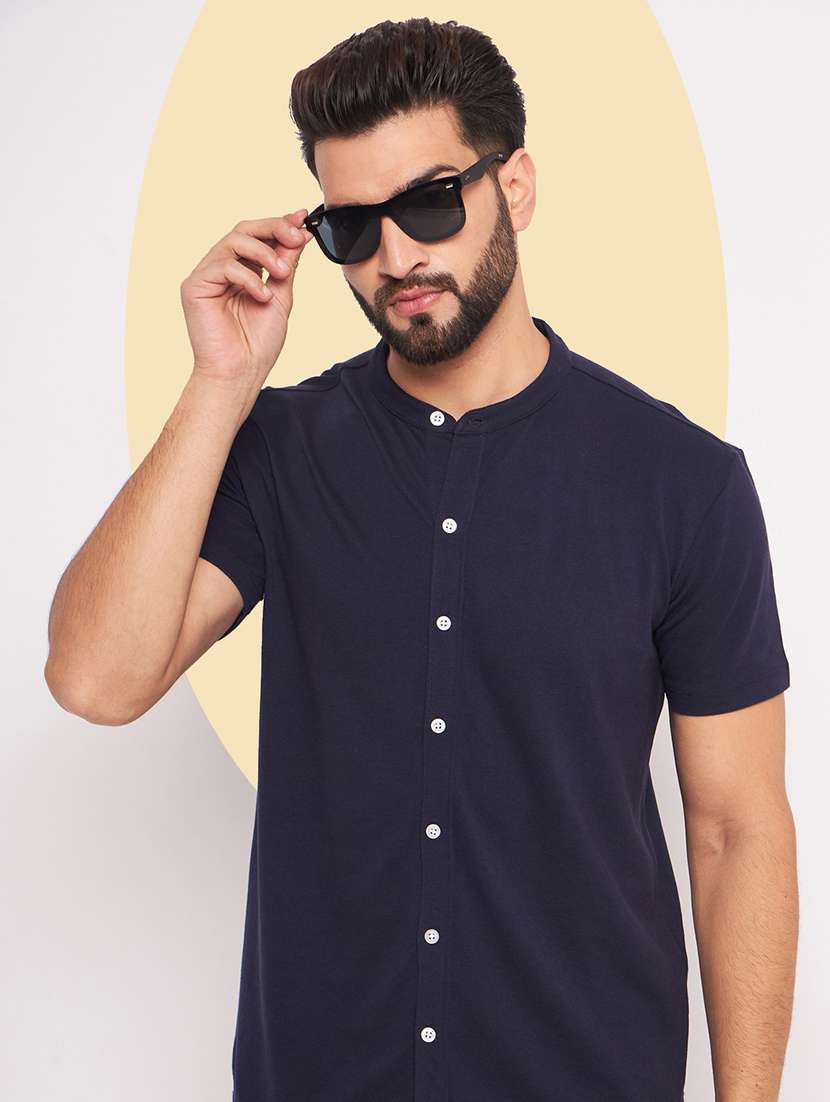 men solid short sleeves casual shirt - 21705470 -  Standard Image - 1