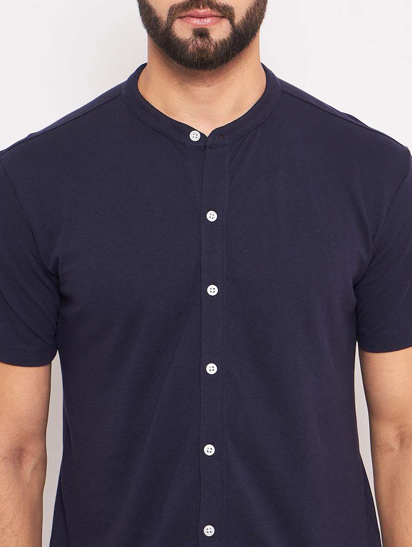 men solid short sleeves casual shirt - 21705470 -  Standard Image - 4