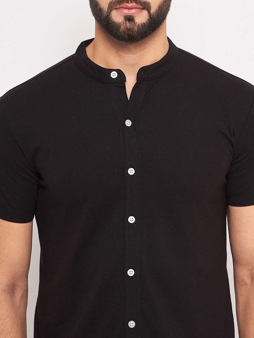 men solid short sleeves casual shirt - 21705474 -  Standard Image - 4